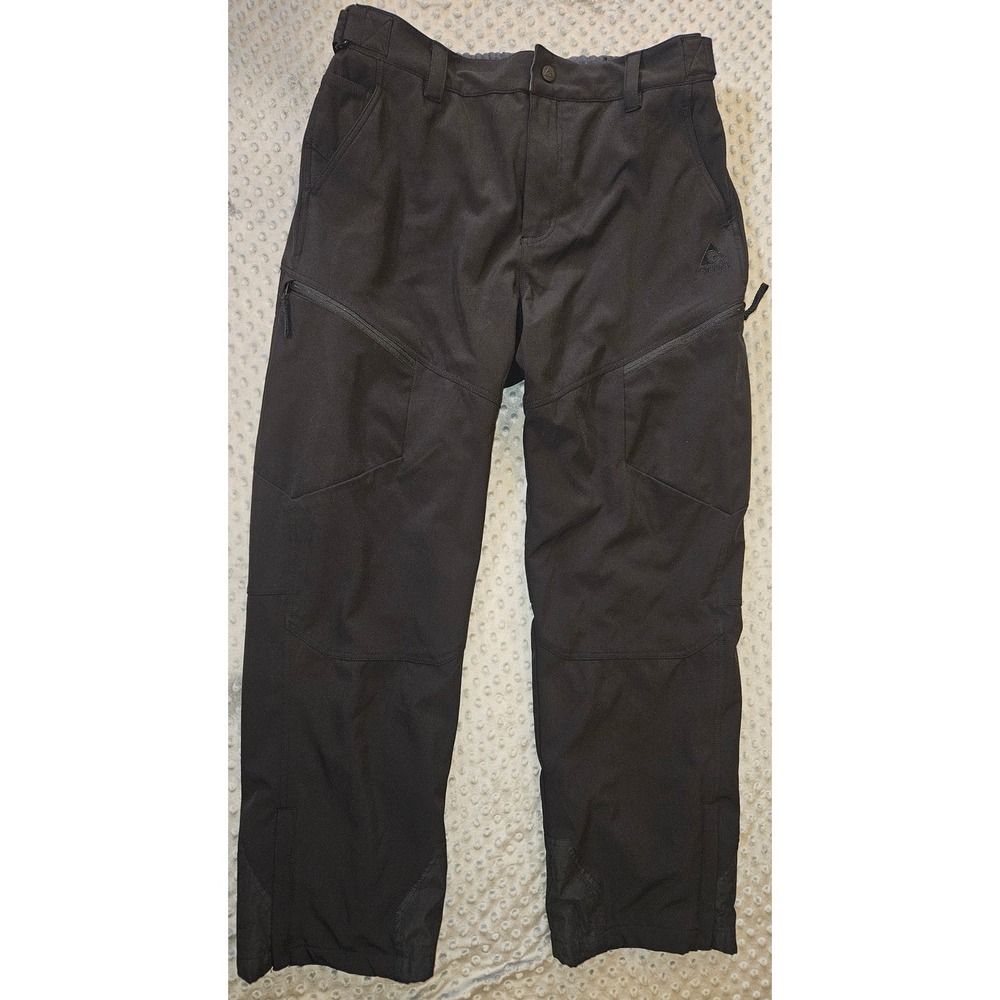 Gerry Mens Black Softshell Snow Pants Fleece Lined Insulated XL 16